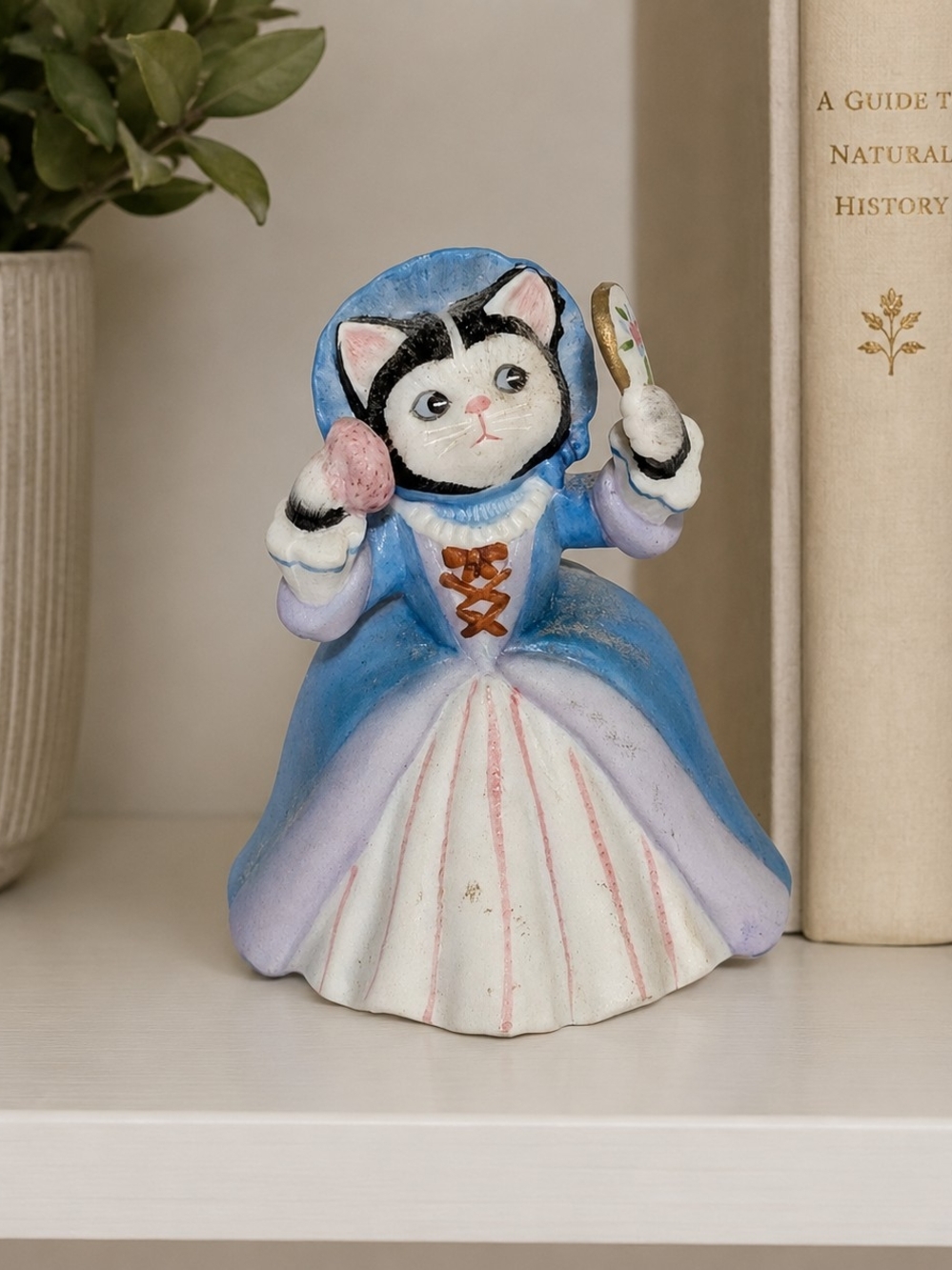Kitty Cucumber Ellie Cat Figurine 1990 Blue Victorian Dress Vintage Collectible